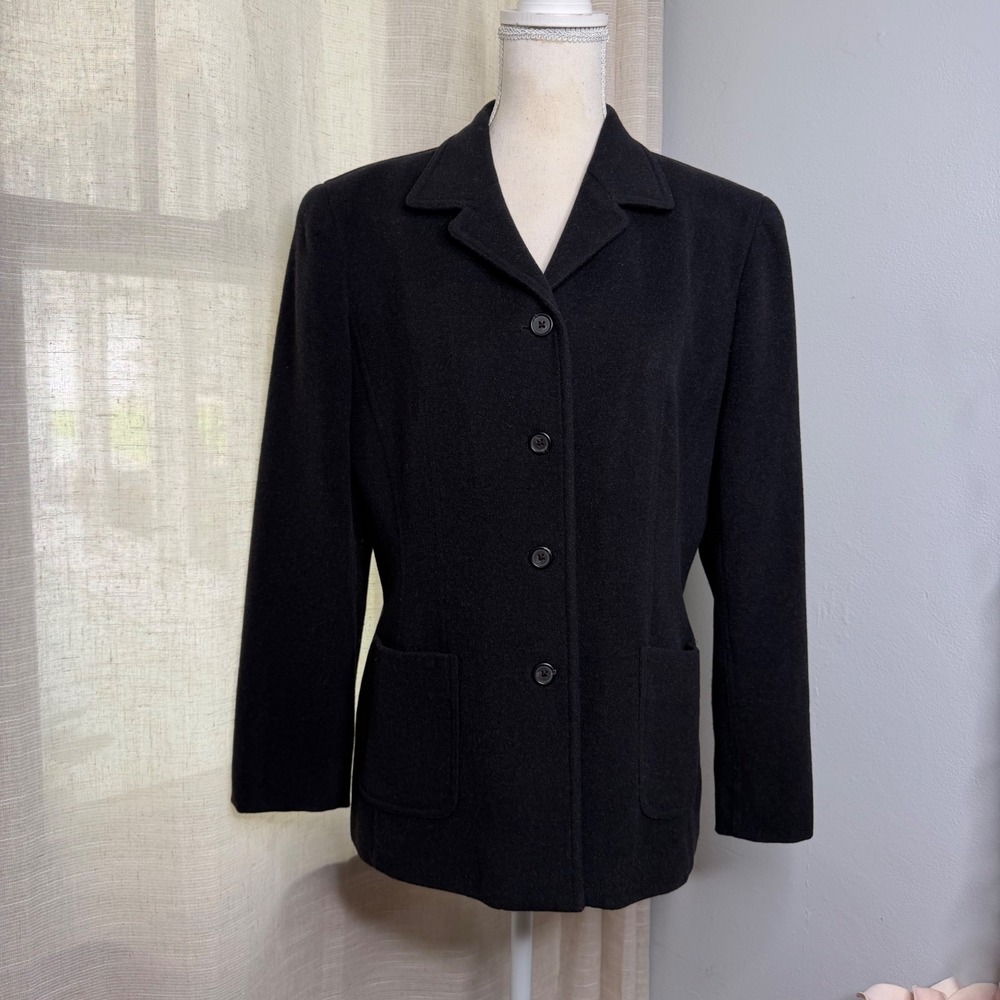 Vintage Lauren‎ Ralph Lauren Wool Angora Blazer Jacket Women's Size 12 Black